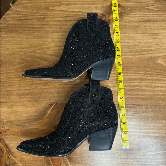 Jessica Simpson Rhinestone Glitter Cowboy Boots Black 8.5 - Picture 5 of 7